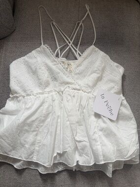 White Eyelet Spaghetti-Strap Camisole